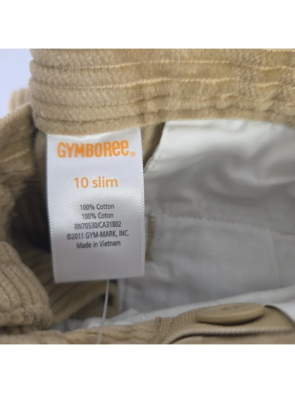 Gymboree Corduroy Pants Khaki Boy's 10 Slim With Adjustable Waist Holiday Soft